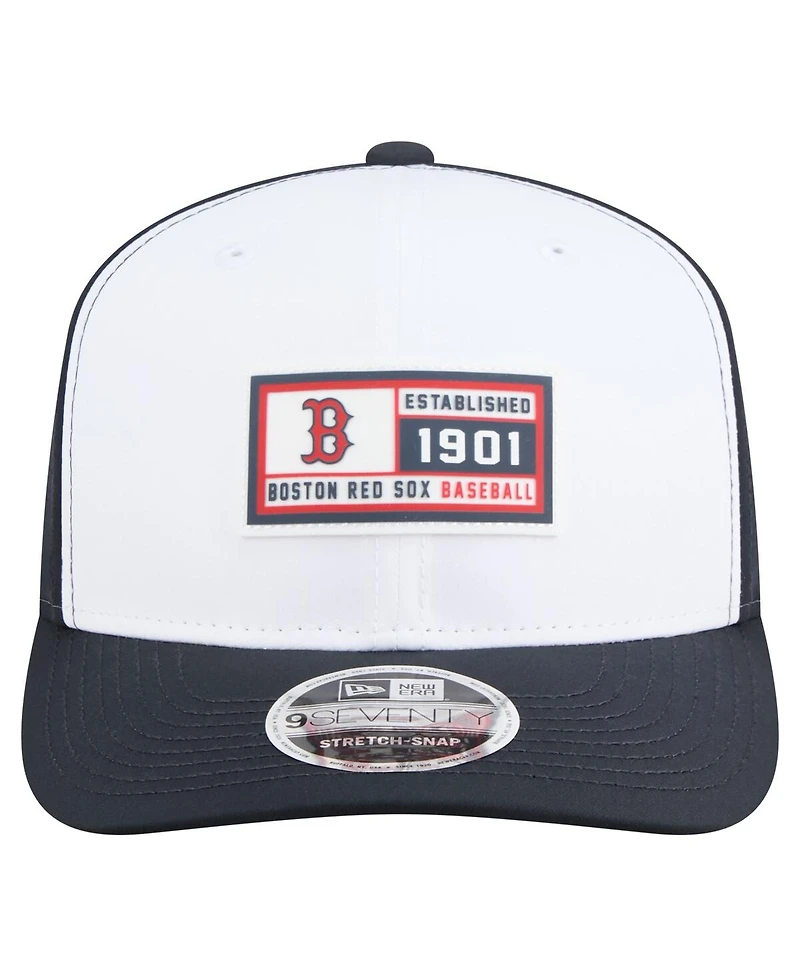 New Era Men's White/Navy Boston Red Sox Established Patch 9SEVENTY Adjustable Hat