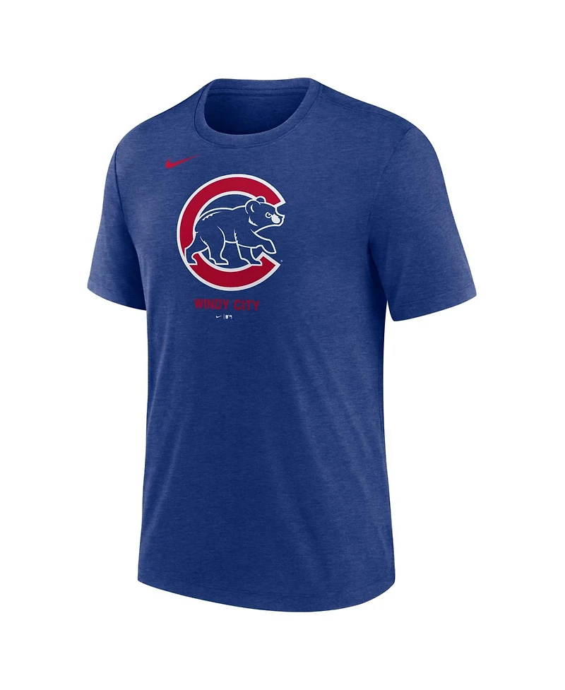 Nike Men's Royal Chicago Cubs Tri-Blend Logo T-Shirt