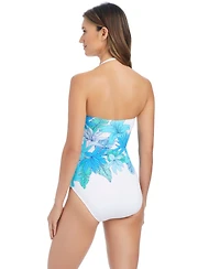 Bleu by Rod Beattie Women's Riviera Retreat Shirred Bandeau Neck One-Piece Swimsuit