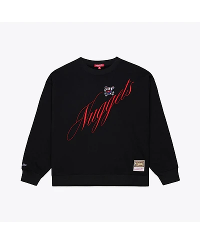 Mitchell & Ness Women's Black Denver Nuggets Hardwood Classics Script Lightweight Sweatshirt