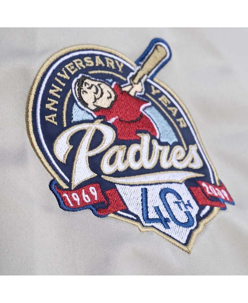 Mitchell Ness Men's Gray San Diego Padres Thunderstorm Head Coach Lightweight Satin Full-Snap Jacket