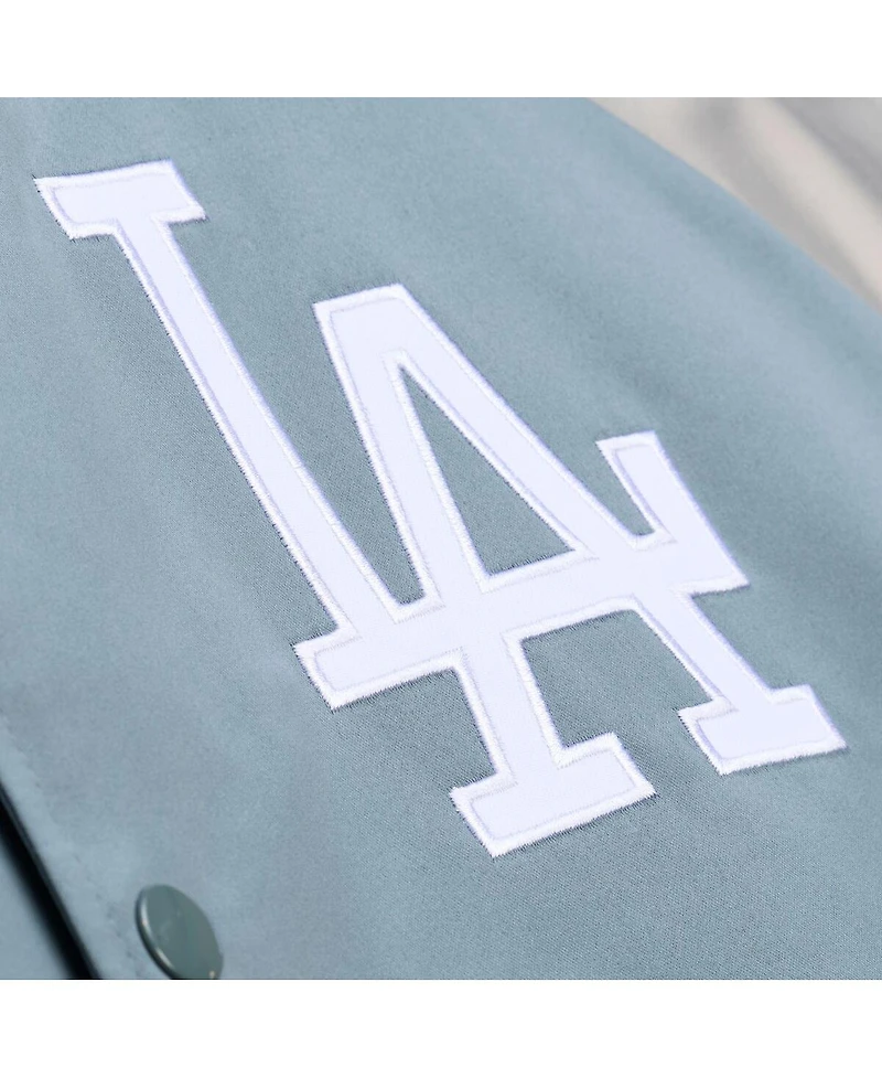 Mitchell Ness Men's Gray Los Angeles Dodgers Thunderstorm Head Coach Lightweight Satin Full-Snap Jacket