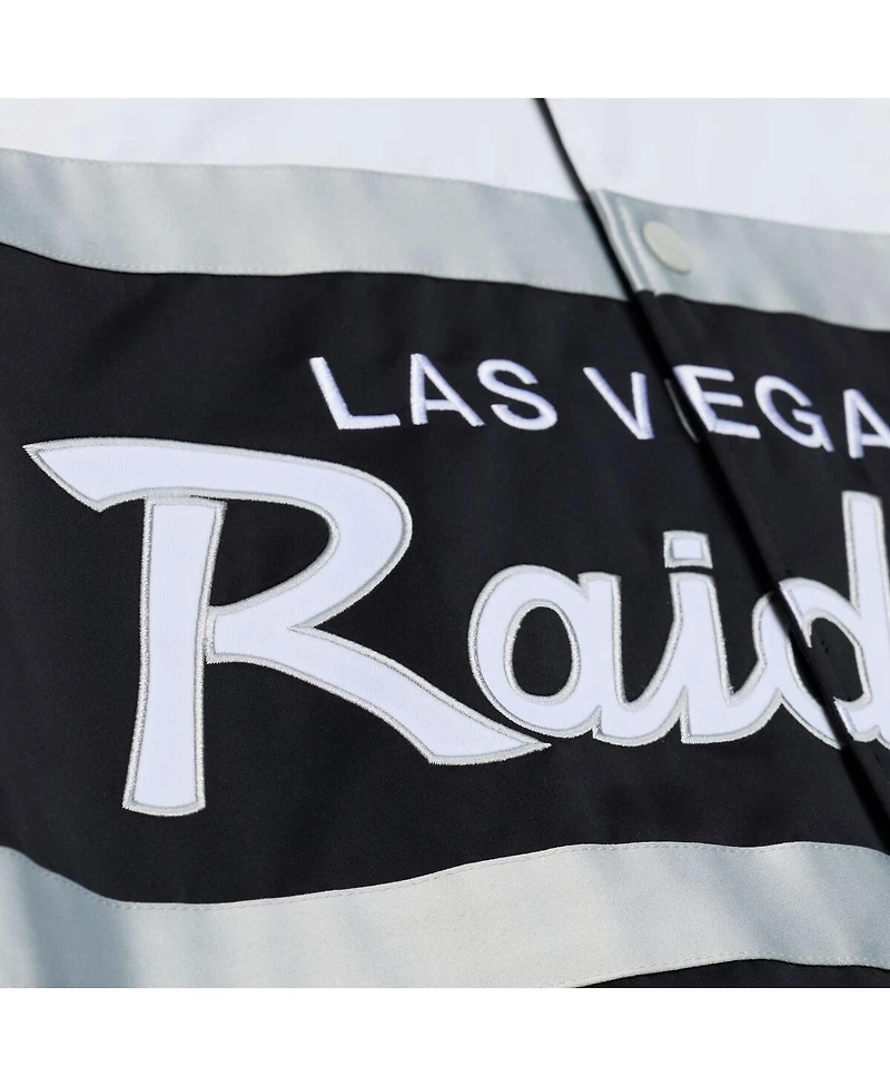 Mitchell & Ness Men's Black Las Vegas Raiders Head Coach Lightweight Full-Snap Satin Jacket