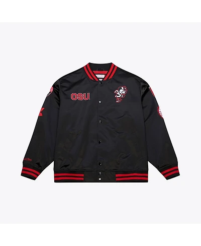 Mitchell Ness Men's Black Ohio State Buckeyes Double Clutch Lightweight Satin Full-Snap Jacket