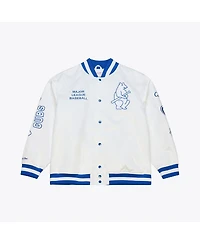 Mitchell & Ness Men's White Chicago Cubs Cooperstown Collection Arctic Lightweight Satin Full-Snap Jacket