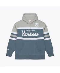 Mitchell & Ness Men's Gray New York Yankees Cooperstown Collection Thunderstorm Head Coach Hoodie