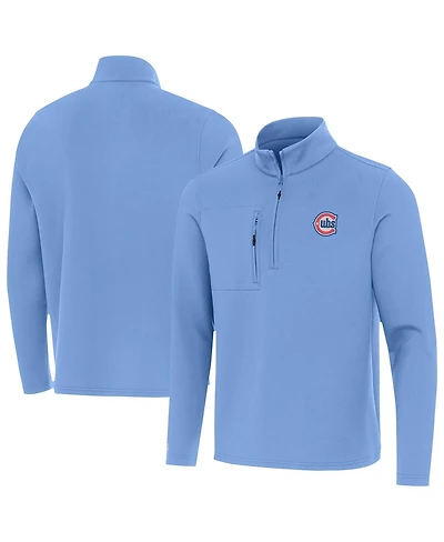 Antigua Men's Powder Blue Chicago Cubs Alternate Logo Insider Quarter-Zip Pullover Sweatshirt