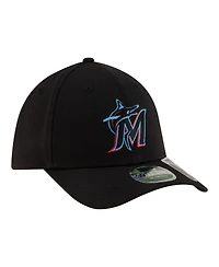 New Era Men's Black Miami Marlins Player Replica 39THIRTY M-Crown Flex Hat