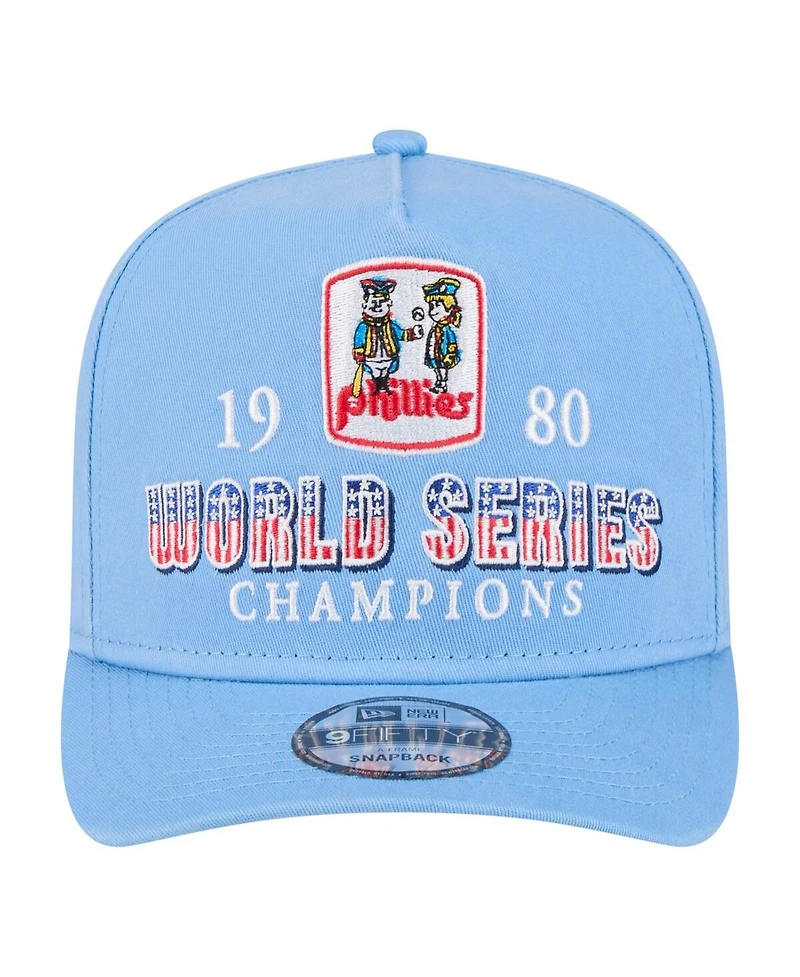 New Era Men's Light Blue Philadelphia Phillies 1980 World Series Champions Throwback 9FIFTY A-Frame Snapback Hat