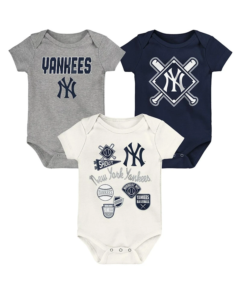 Outerstuff Newborn 3-Pack New York Yankees Home Plate Creeper Set