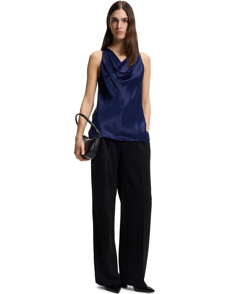 Boss by Hugo Women's Satin Draped Neckline Sleeveless Top