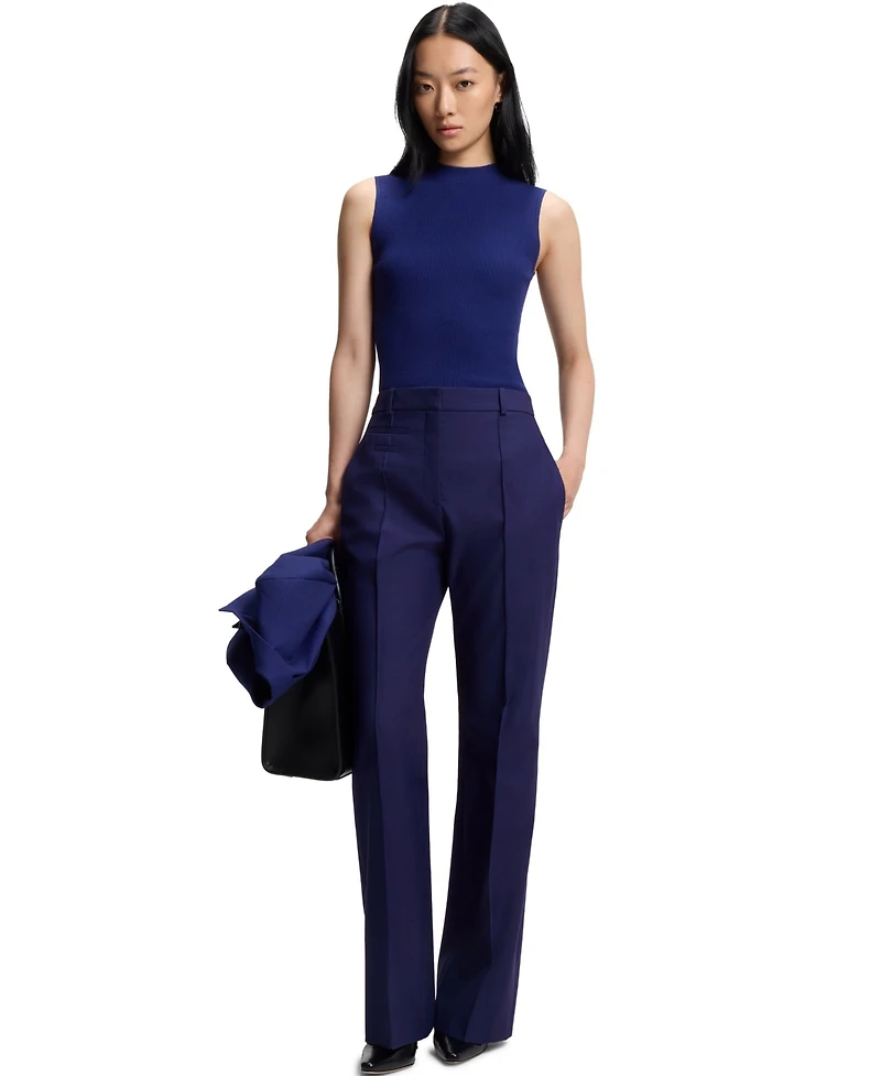 Boss by Hugo Women's Virgin-Wool Twill Flared-Leg Pants