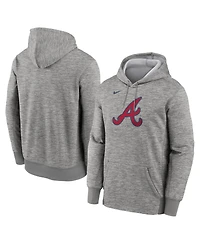 Nike Men's Heather Gray Atlanta Braves Primary Logo Therma Hoodie