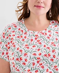 Style & Co Plus Printed Short-Sleeve Crewneck T-Shirt, Macy's Exclusive