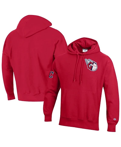 Champion Men's Scarlet Cleveland Guardians Reverse Weave Chenille Hoodie