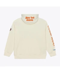 Mitchell & Ness Men's Cream New York Knicks Hardwood Classics Chainstitch Premium Fleece Hoodie