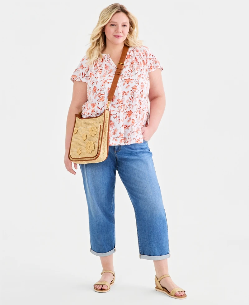 Style & Co Plus Relaxed Flutter-Sleeve Blouse, Macy's Exclusive