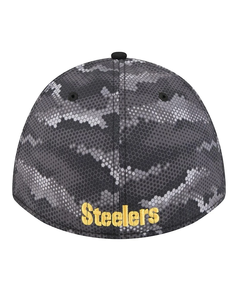 New Era Men's Black Pittsburgh Steelers Camo A-Frame 39THIRTY Flex Hat