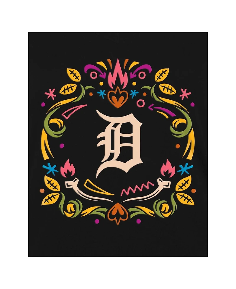 New Era Women's Black Detroit Tigers Dia De Los Muertos V-Neck T-Shirt