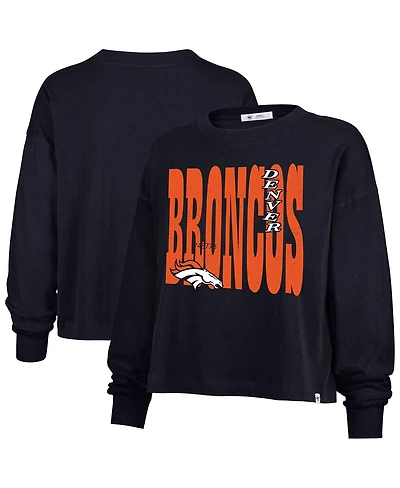 '47 Brand Women's Navy Denver Broncos Stacked Sydney Long Sleeve T-Shirt