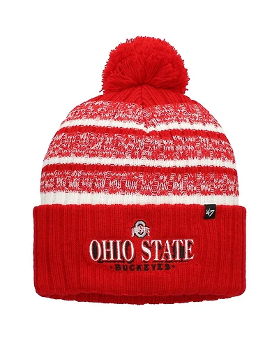 '47 Brand Men's Scarlet Ohio State Buckeyes Tavern Cuffed Knit Hat with Pom