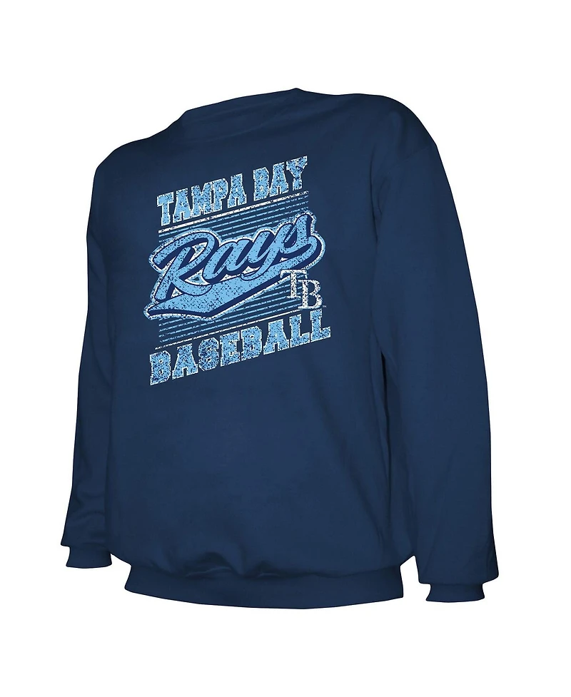 Stitches Men's Navy Tampa Bay Rays Lightweight Crew Sweatshirt