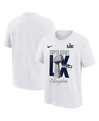 Nike Big Boys and Girls White Seattle Seahawks Super Bowl Lx Champions Lombardi Trophy T-Shirt