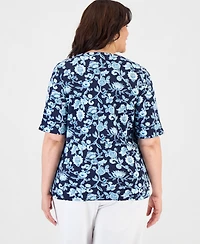 Style & Co Plus Cuffed Elbow-Sleeve Top, Macy's Exclusive