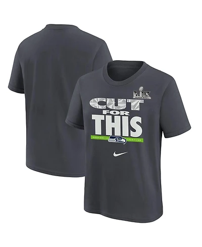 Nike Big Boys and Girls Charcoal Seattle Seahawks Super Bowl Lx Champions Parade T-Shirt