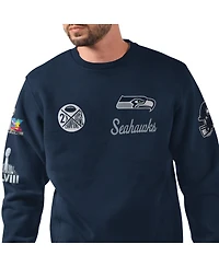 Starter Men's College Navy Seattle Seahawks Two-Time Super Bowl Champions Classic Fleece Sweatshirt