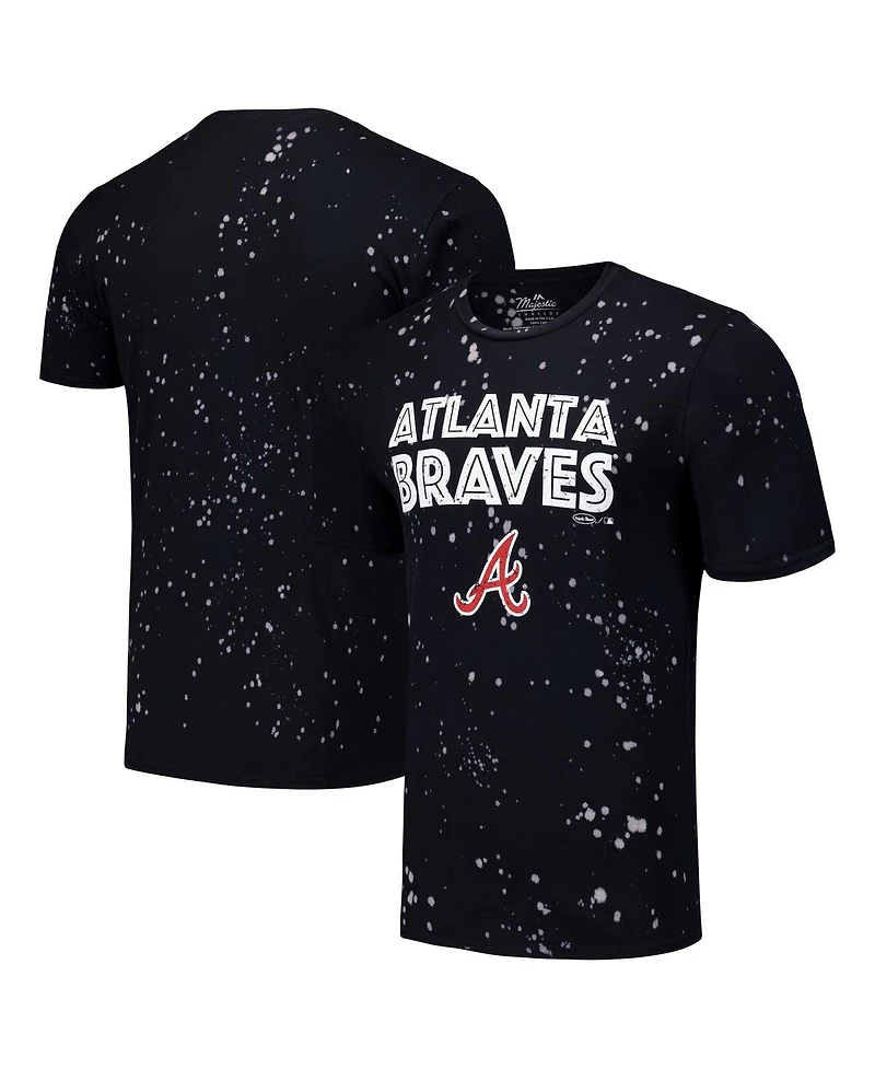 Majestic Threads Men's Black/White Atlanta Braves Splatter T-Shirt