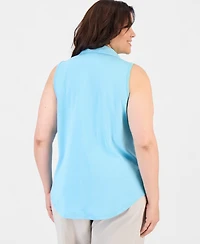 Style & Co Plus Cotton Johnny Collar Tank, Macy's Exclusive