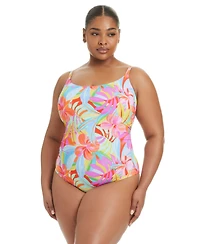Bleu by Rod Beattie Plus Bellissimo Scoop Neck One Piece Swimsuit
