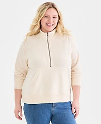 Style & Co Plus Luxsoft French Terry Half-Zip Sweatshirt, Macy's Exclusive