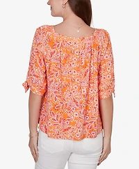 Ruby Rd. Petite Paisley Print Tie Sleeve Knit Top