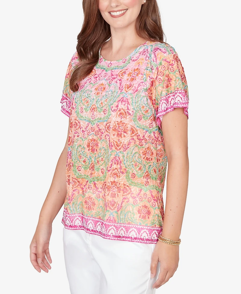 Ruby Rd. Petite Floral Damask Print Knit T-shirt