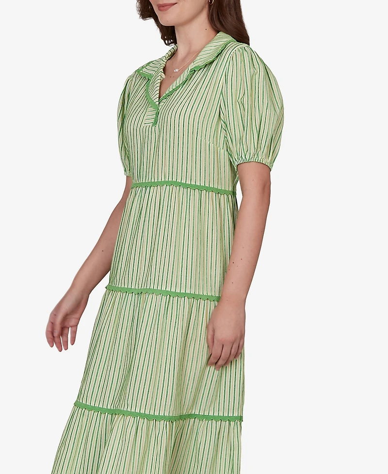 Ruby Rd. Petite Textured Stripe Tiered Maxi Dress