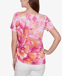 Ruby Rd. Petite Bold Watercolor Floral Knit T-shirt
