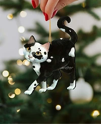 Designocracy Cookie and Creme Cat Holiday Ornaments, Set of 2