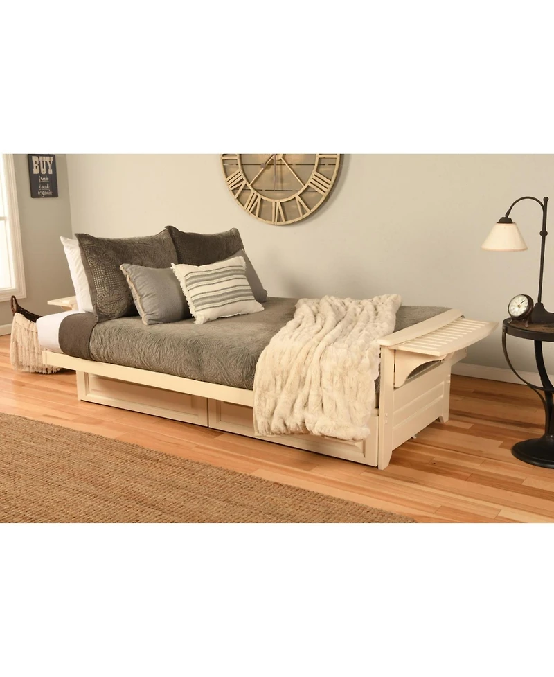 Kodiak Phoenix Frame/Antique White Finish/Marmont Mocha Mattress/Storage Drawers