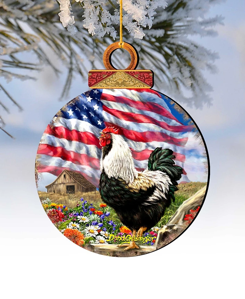 Designocracy Morning In America Holiday Ornaments, Set of 2