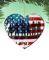 Designocracy Usa Military-Inspired Heart Holiday Ornaments, Set of 2
