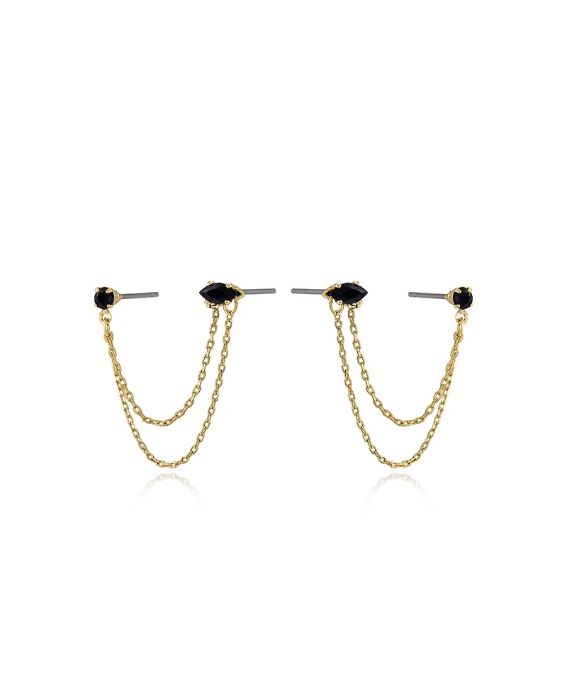 Ettika Double Piercing Chain Dangle Earrings