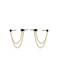 Ettika Double Piercing Chain Dangle Earrings
