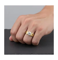 Rachel Glauber Men's Clear Cubic Zirconia Slim Adjustable Band Ring