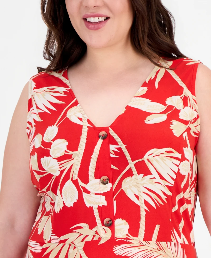 Anne Klein Essentials Plus Faux-Placket A-Line Dress