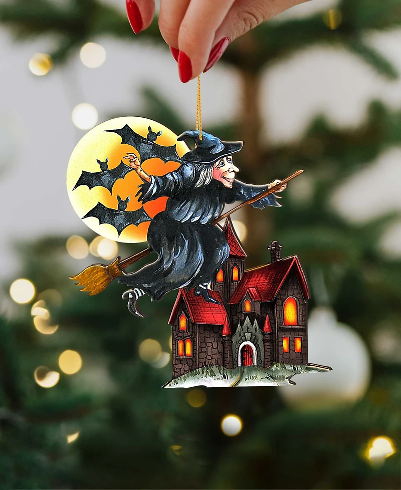 Designocracy Christmas Witch Holiday Ornaments, Set of 2