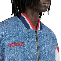 Adidas Men's Blue Usa Soccer 1994 Denim Graphic Full-Zip Track Jacket