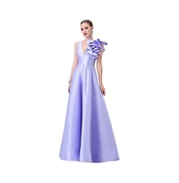 Bariano Women's Mirella V Neck Ruffle Gown