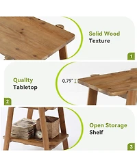 Tribesigns Solid Wood 2-Tier Narrow Side Table, End Tables, Farmhouse Bedside Table
